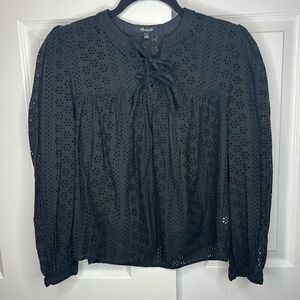 Madewell Eyelet Lace Bow Detail Blouse Size Small